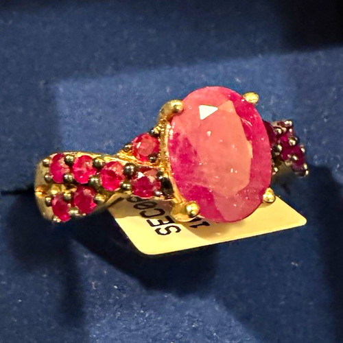 10k gelbgold ovaler roter - gelbgold,